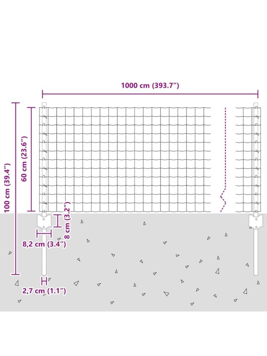 Aed koos postidega hall 0.6 x 10 m teras