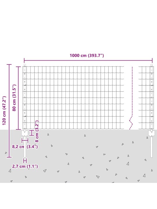 Aed koos postidega hall 0.8 x 10 m teras