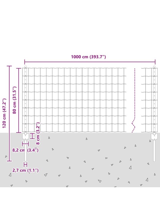 Aed koos postidega hall 0.8 x 10 m teras