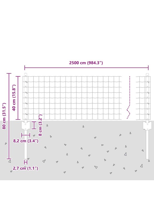 Aed koos postidega hall 0.4 x 25 m teras