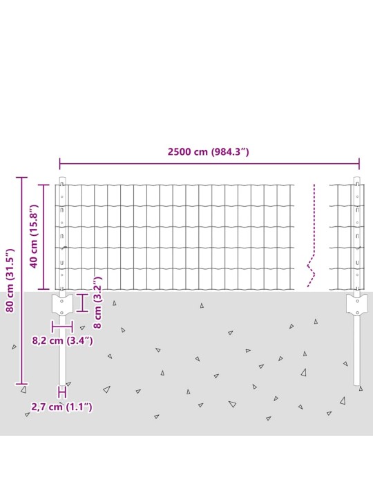 Aed koos postidega hall 0.4 x 25 m teras