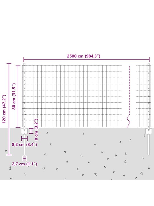 Aed koos postidega hall 0.8 x 25 m teras