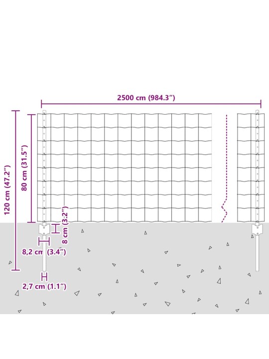 Aed koos postidega hall 0.8 x 25 m teras
