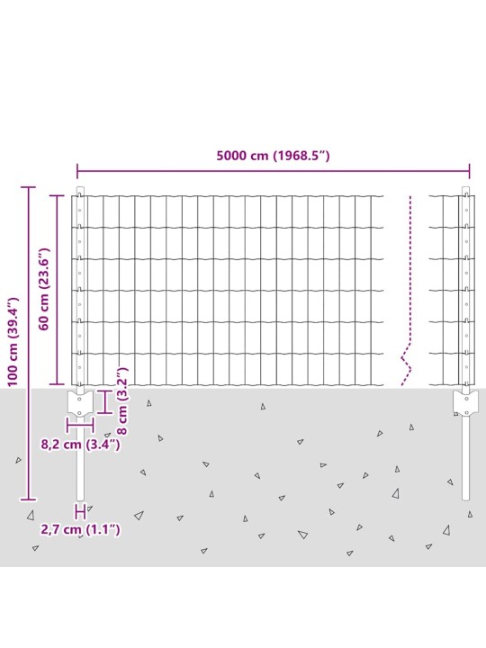 Aed koos postidega hall 0.6 x 50 m teras