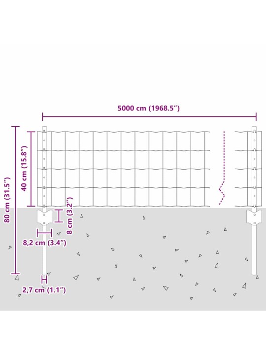 Aed koos postidega hall 0.4 x 50 m teras