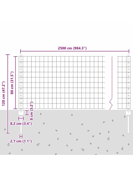 Aed koos postidega hall 0.8 x 25 m teras