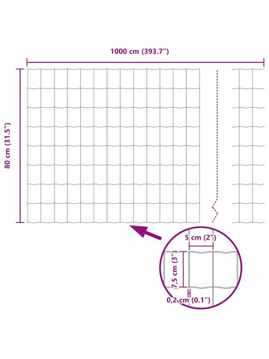 Aed koos postidega hõbedane 0.8 x 10 m teras