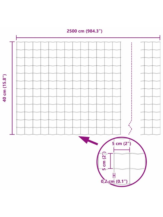 Aed koos postidega hõbedane 0.4 x 25 m teras