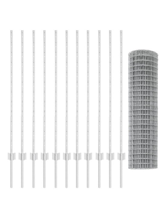Aed koos postidega hõbedane 1.2 x 25 m teras