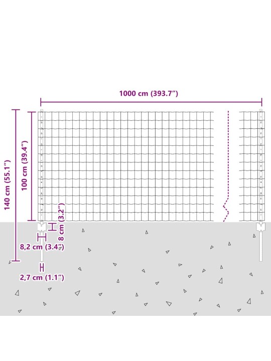 Aed koos postidega hõbedane 1 x 10 m teras