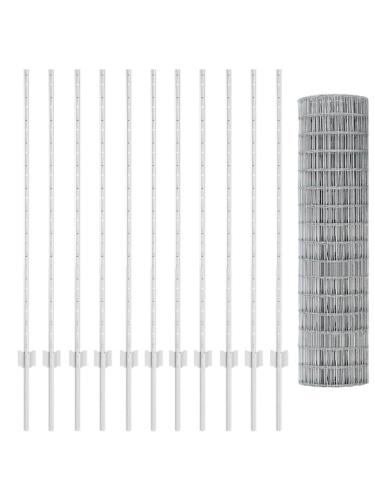 Aed koos postidega hõbedane 1.2 x 25 m teras