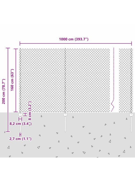 Aed koos postidega roheline 1.6 x 10 m teras