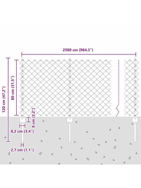 Aed koos postidega roheline 0.8 x 25 m teras
