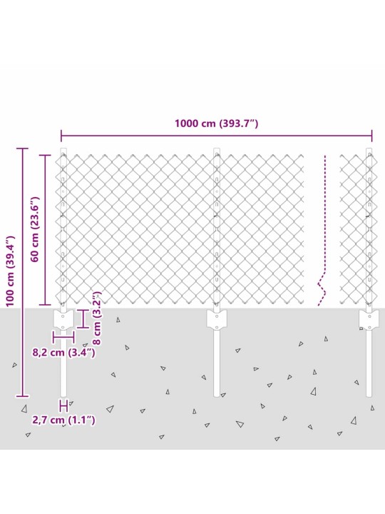 Aed koos postidega hall 0.6 x 10 m teras