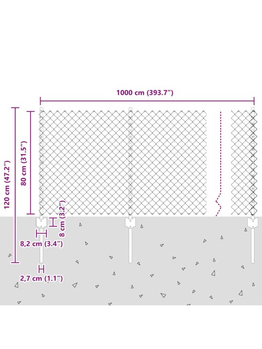 Aed koos postidega hall 0.8 x 10 m teras