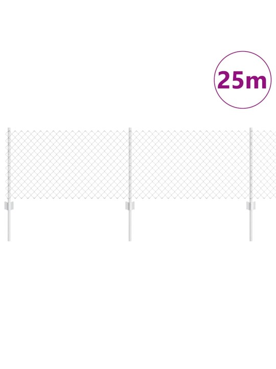 Aed koos postidega hõbedane 0.6 x 25 m teras