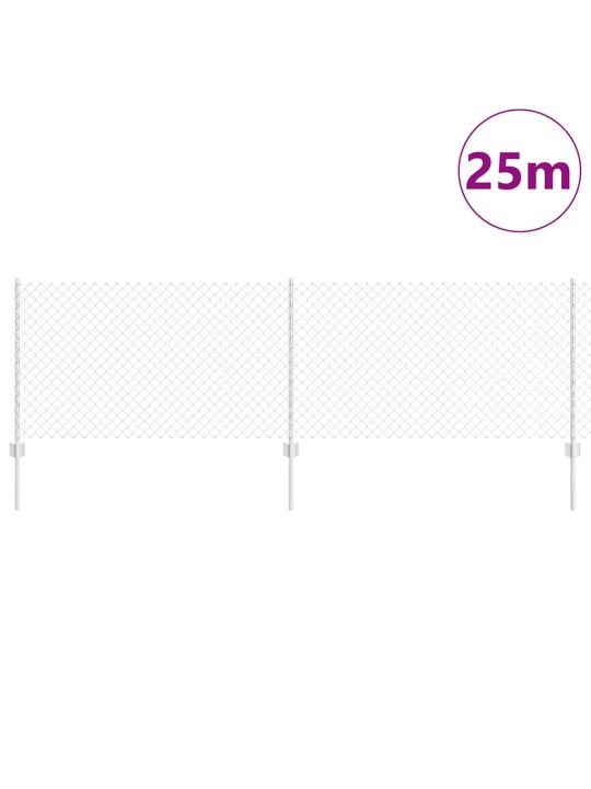 Aed koos postidega hõbedane 0.8 x 25 m teras
