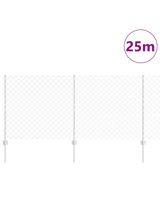 Aed koos postidega hõbedane 1 x 25 m teras