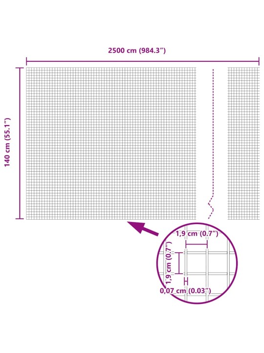 Aed koos postidega hõbedane 1.4 x 25 m teras