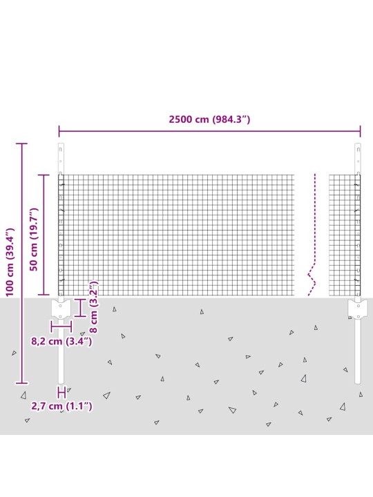 Aed koos postidega hall 0.5 x 25 m teras