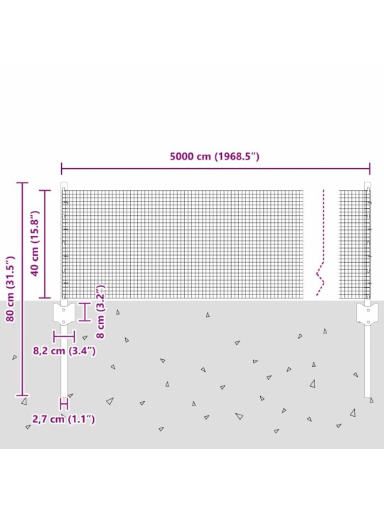 Aed koos postidega hall 0.4 x 50 m teras