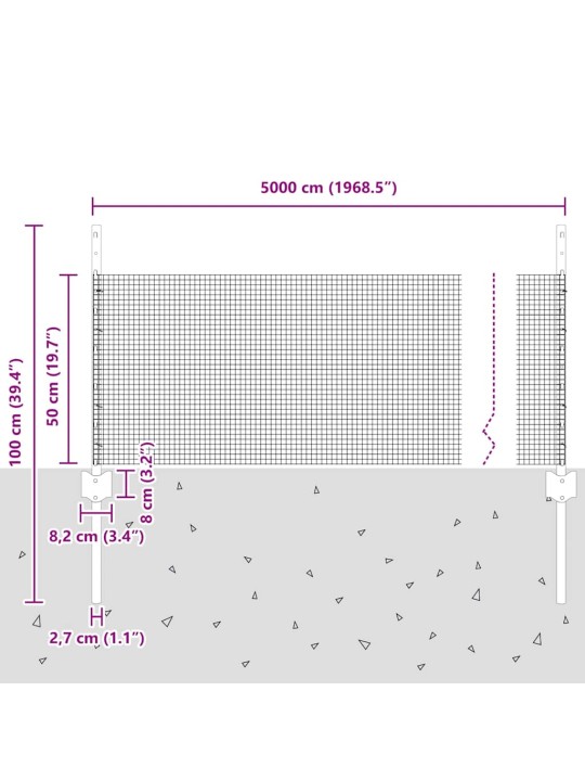 Aed koos postidega hall 0.5 x 50 m teras