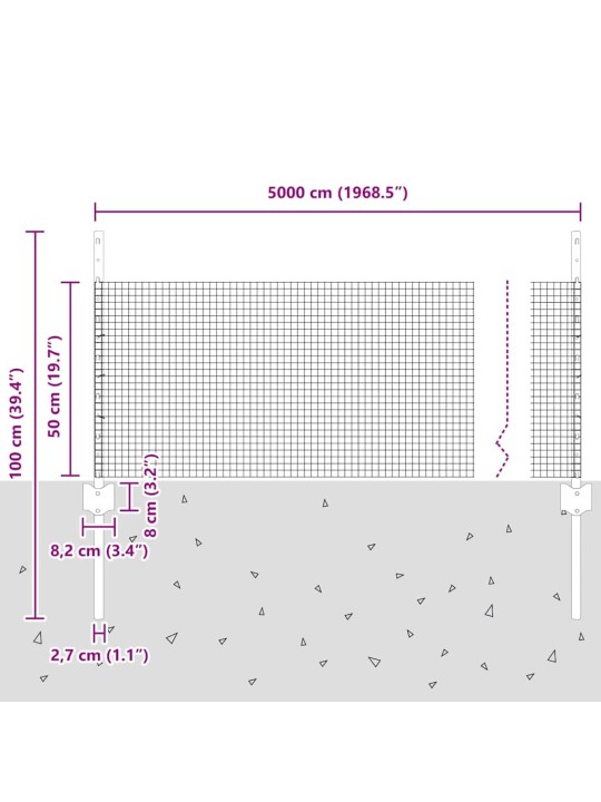 Aed koos postidega hall 0.5 x 50 m teras