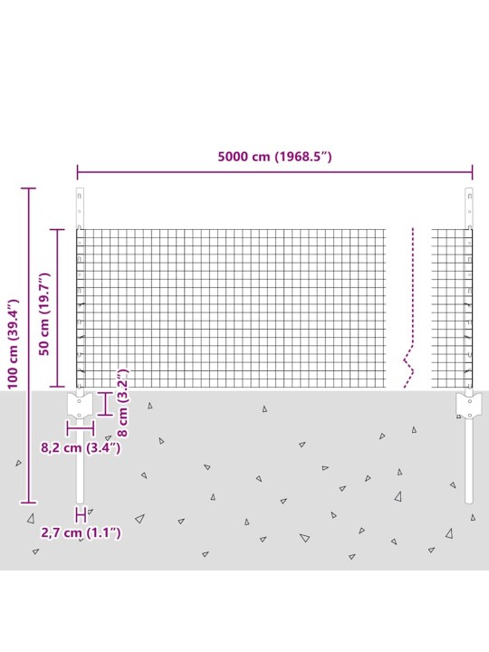 Aed koos postidega hall 0.5 x 50 m teras