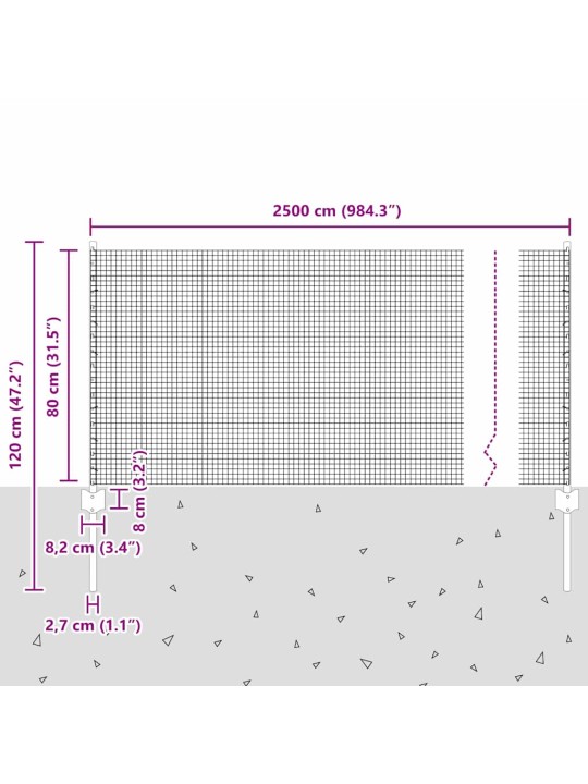 Aed koos postidega hall 0.8 x 50 m teras