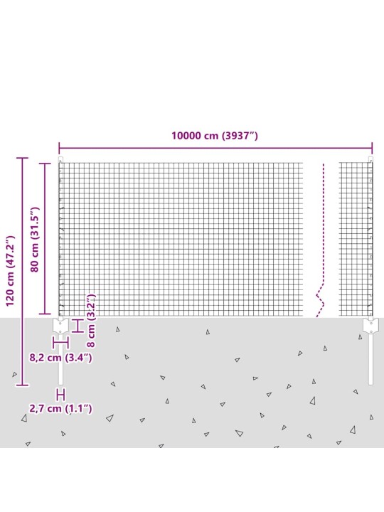 Aed koos postidega hall 0.8 x 100 m teras