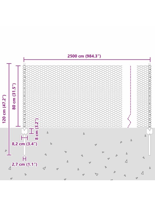 Aed koos postidega roheline 0.8 x 25 m teras