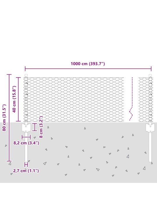 Aed koos postidega hall 0.4 x 10 m teras