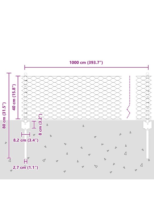 Aed koos postidega hall 0.4 x 10 m teras