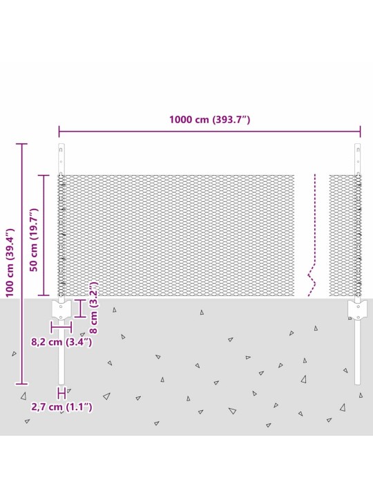 Aed koos postidega hall 0.5 x 10 m teras