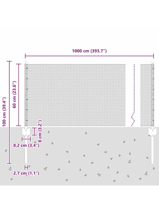 Aed koos postidega hall 0.6 x 10 m teras