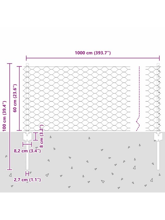 Aed koos postidega hall 0.6 x 10 m teras