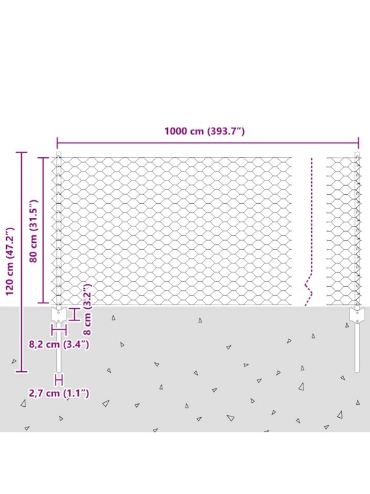 Aed koos postidega hall 0.8 x 10 m teras