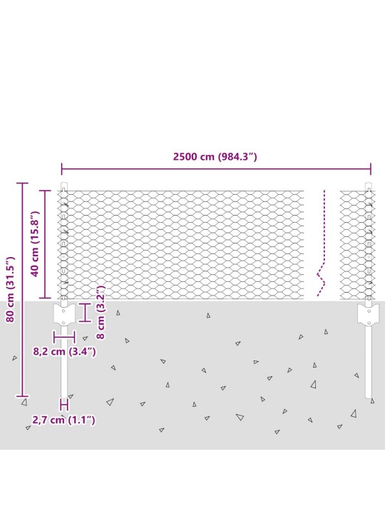 Aed koos postidega hall 0.4 x 25 m teras