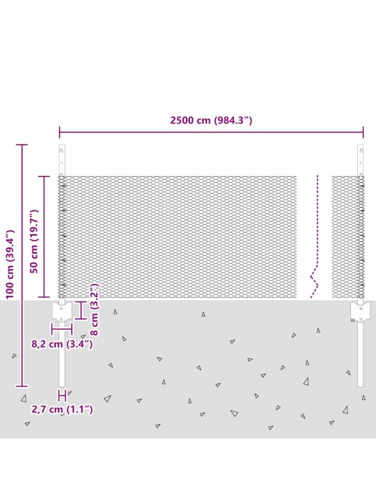 Aed koos postidega hall 0.5 x 25 m teras