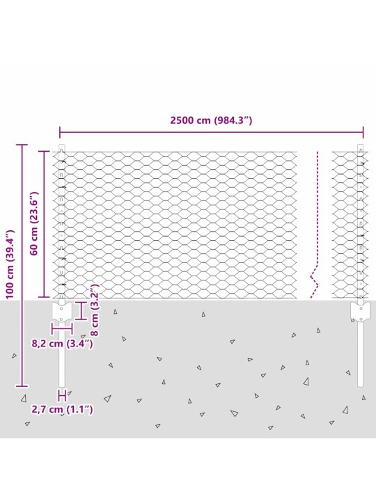 Aed koos postidega hall 0.6 x 25 m teras