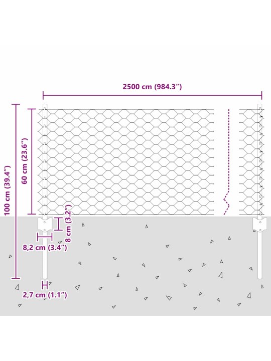 Aed koos postidega hall 0.6 x 25 m teras