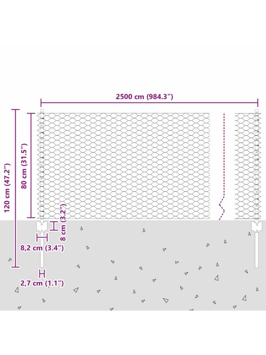 Aed koos postidega hall 0.8 x 25 m teras