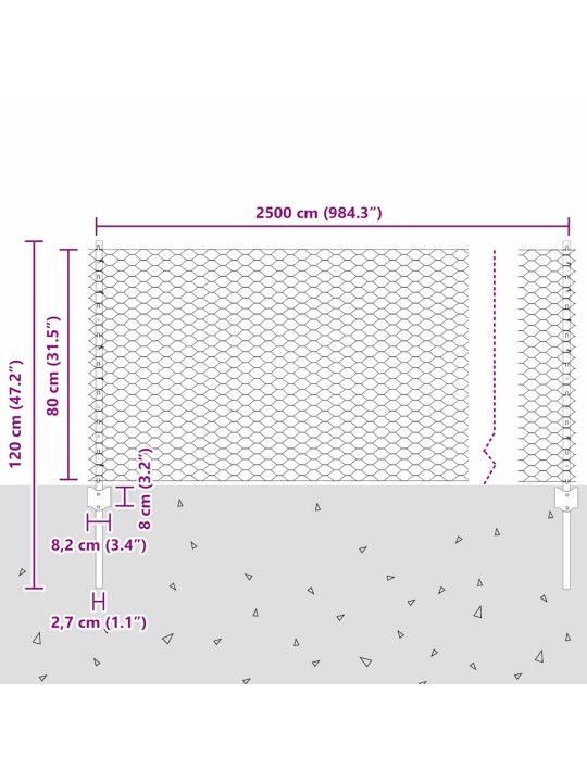 Aed koos postidega hall 0.8 x 25 m teras