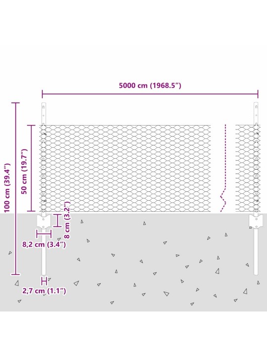 Aed koos postidega hall 0.5 x 50 m teras
