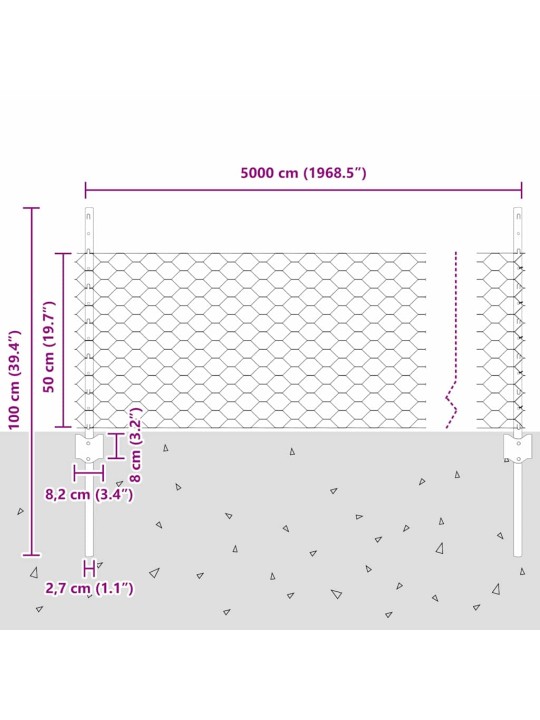 Aed koos postidega hall 0.5 x 50 m teras