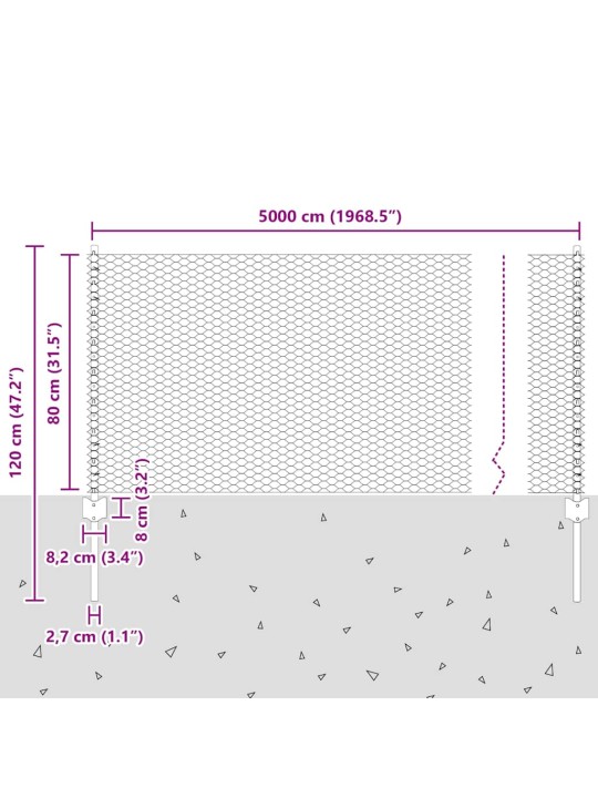 Aed koos postidega hall 0.8 x 50 m teras