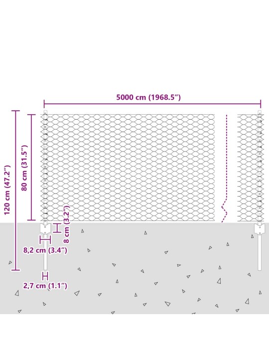 Aed koos postidega hall 0.8 x 50 m teras