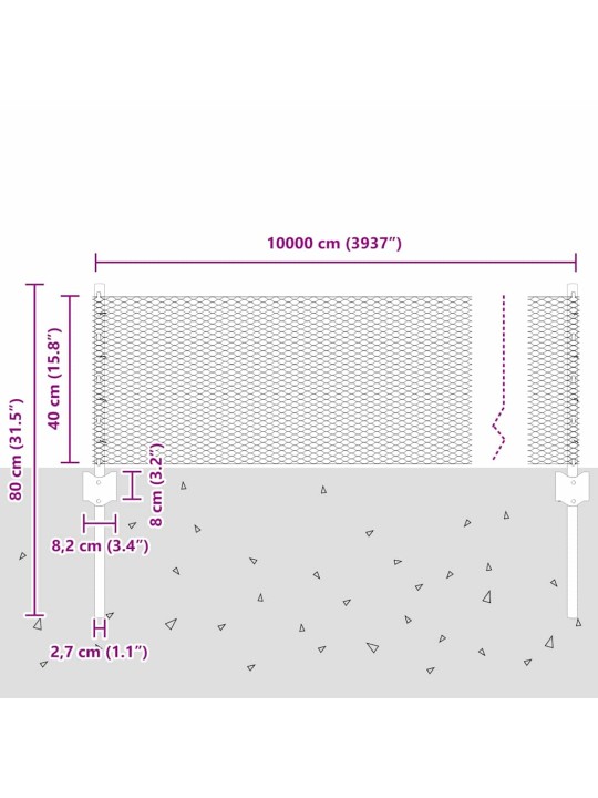 Aed koos postidega hall 0.4 x 100 m teras