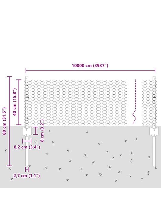 Aed koos postidega hall 0.4 x 100 m teras