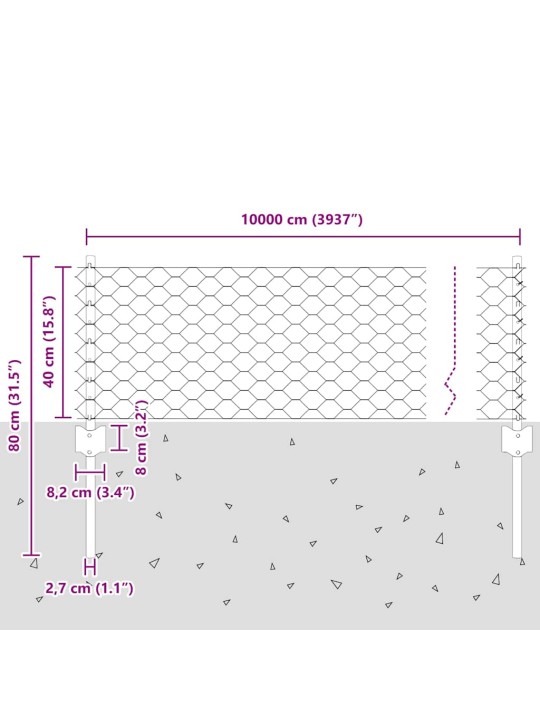Aed koos postidega hall 0.4 x 100 m teras